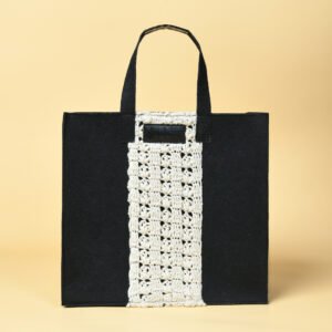 Felt tiffin back with crochet patch