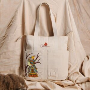 4 pocket Canvas hand painted tote bag