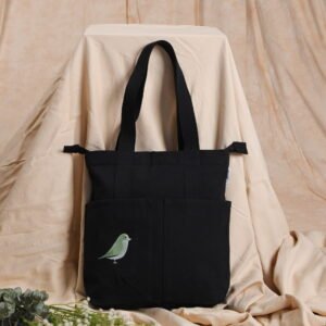 4 pocket Canvas hand painted tote bag